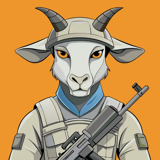 Goat with Soldier Rifle image