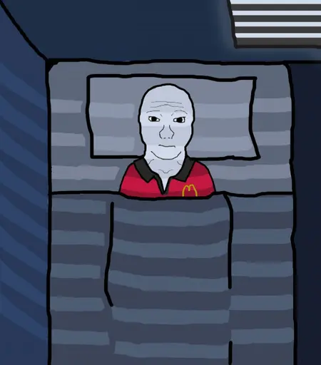 wojak mcdonalds uniform bed image